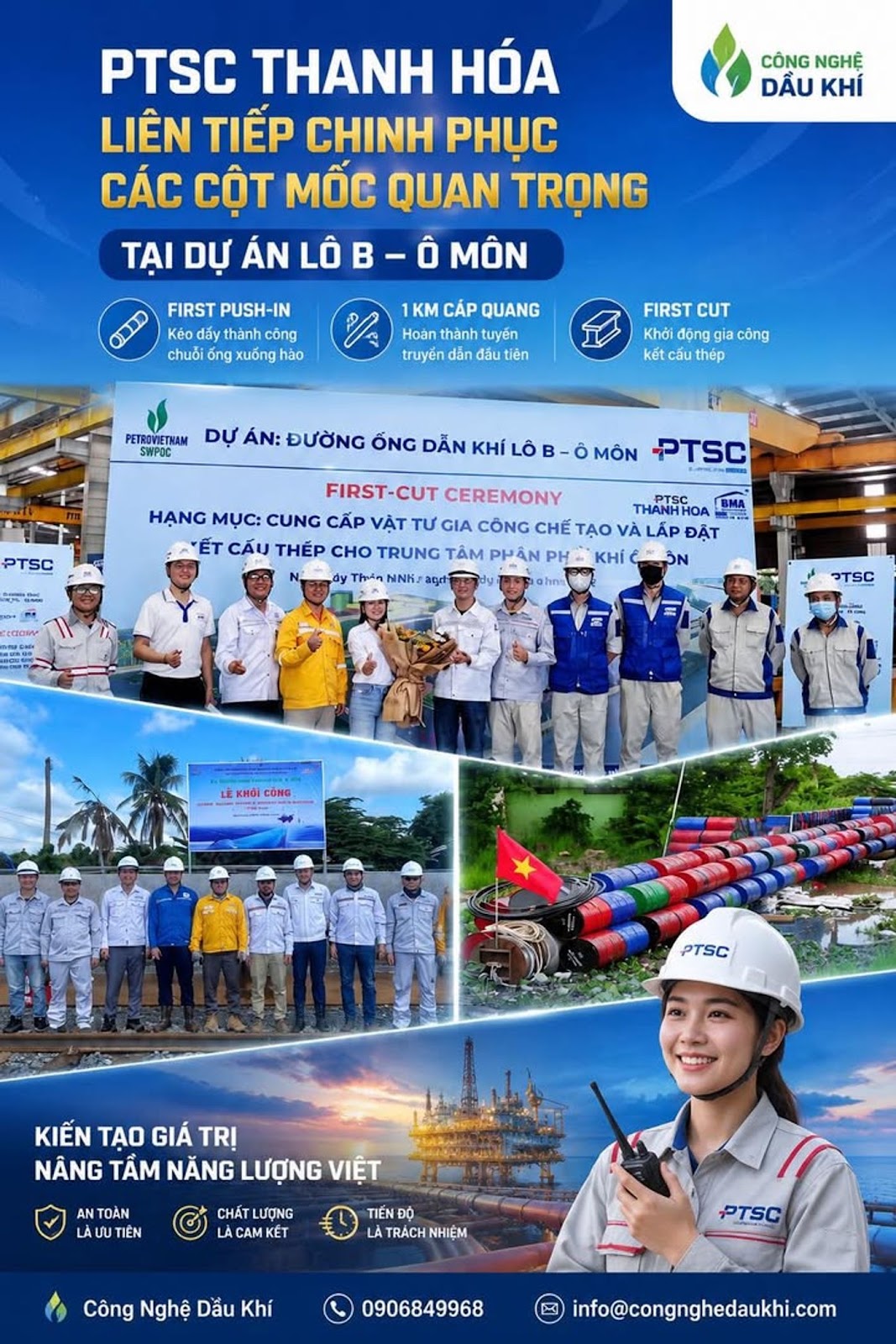 PTSC Thanh Hóa Liên Tiếp Chinh Phục Các Cột Mốc Quan Trọng Tại Dự Án Đường Ống Dẫn Khí Lô B – Ô Môn