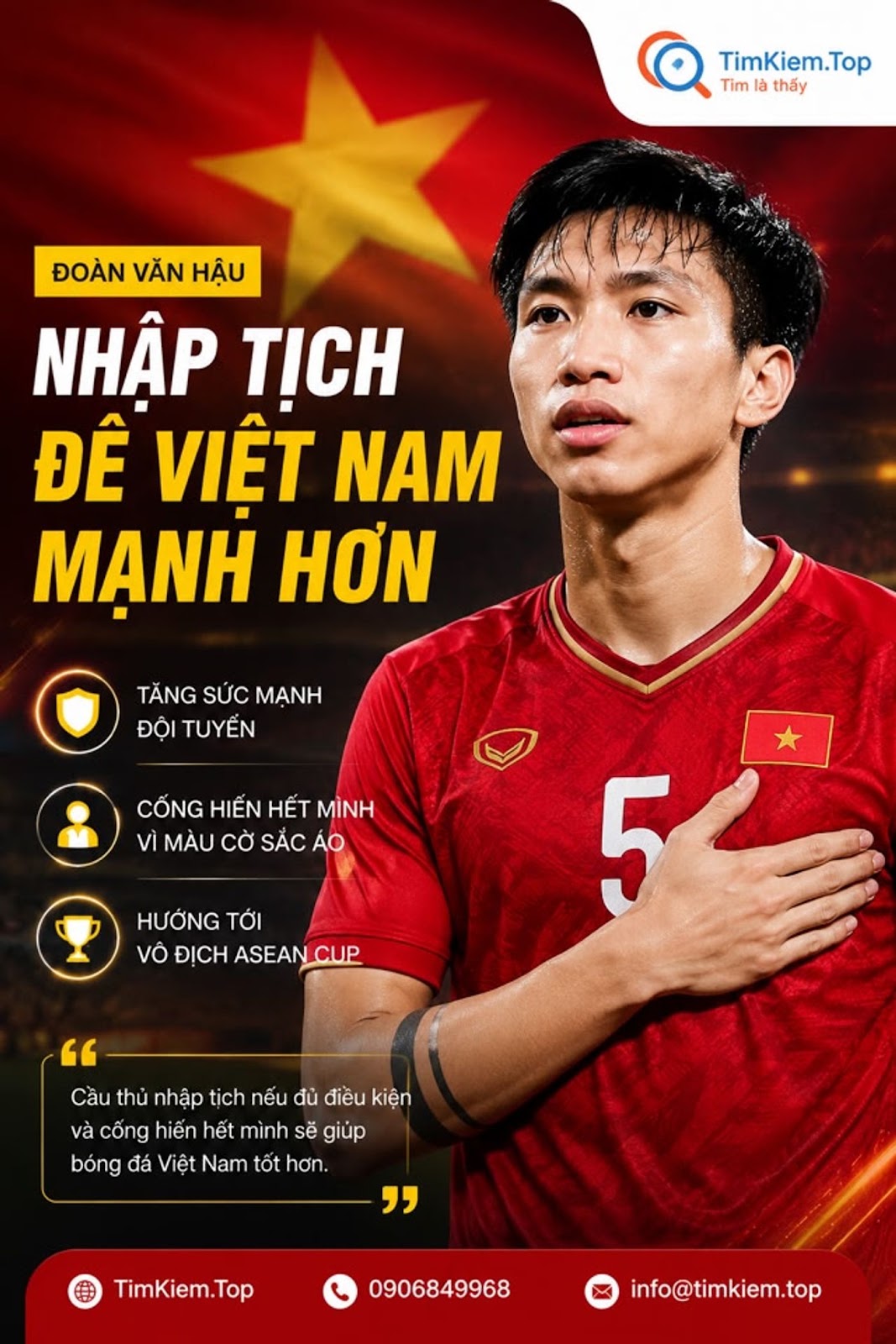 Đoàn Văn Hậu tin cầu thủ nhập tịch sẽ giúp tuyển Việt Nam mạnh hơn