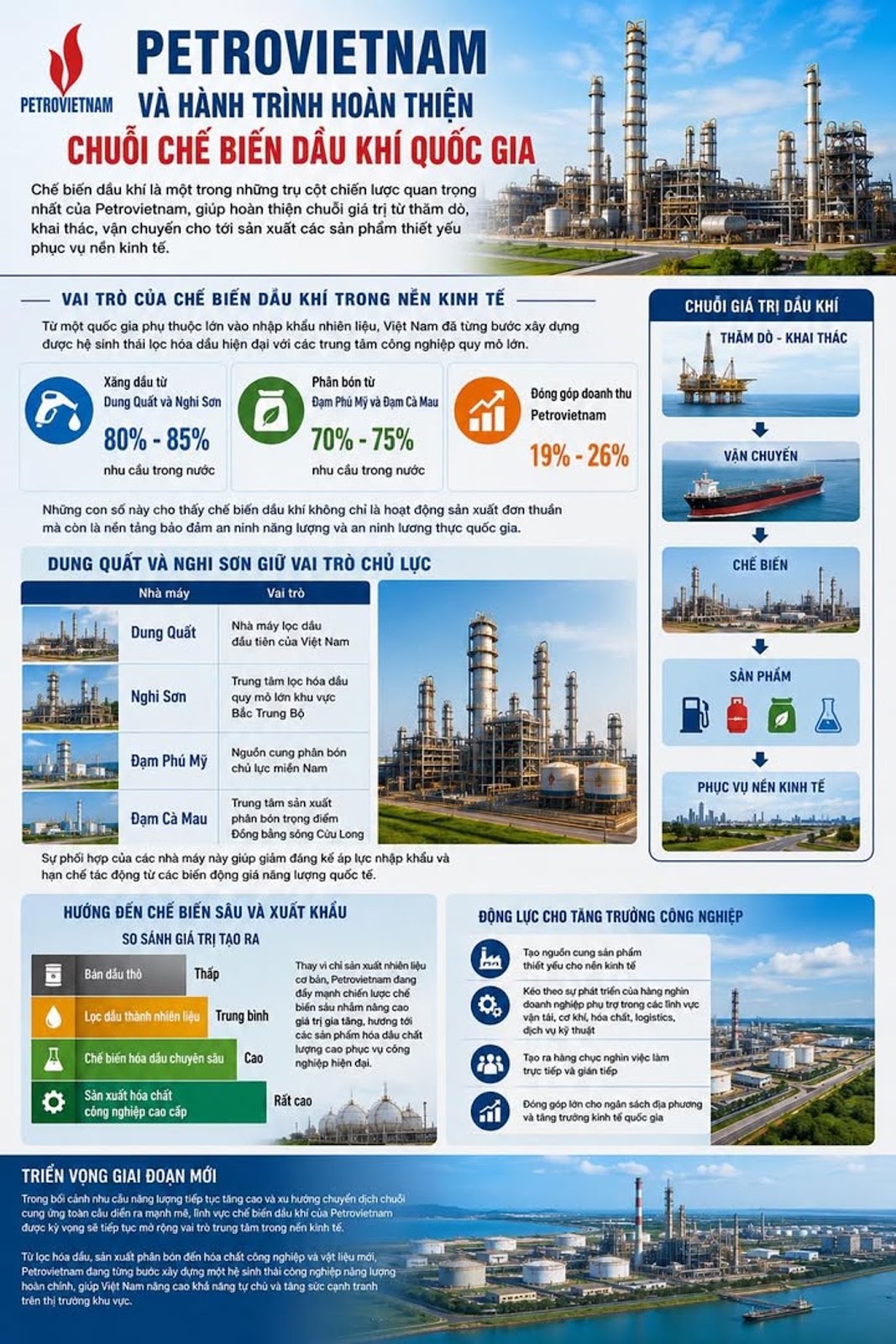 PETROVIETNAM VÀ HÀNH TRÌNH HOÀN THIỆN CHUỖI CHẾ BIẾN DẦU KHÍ QUỐC GIA