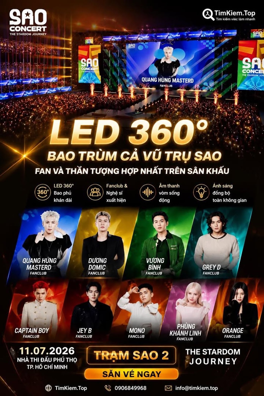 SAO Concert Gây Choáng Với Banner LED 360 Độ Bao Trùm Nhà Thi Đấu Phú Thọ, Fan Và Thần Tượng Lần Đầu “Hợp Nhất” Trên Cùng Một Sân Khấu