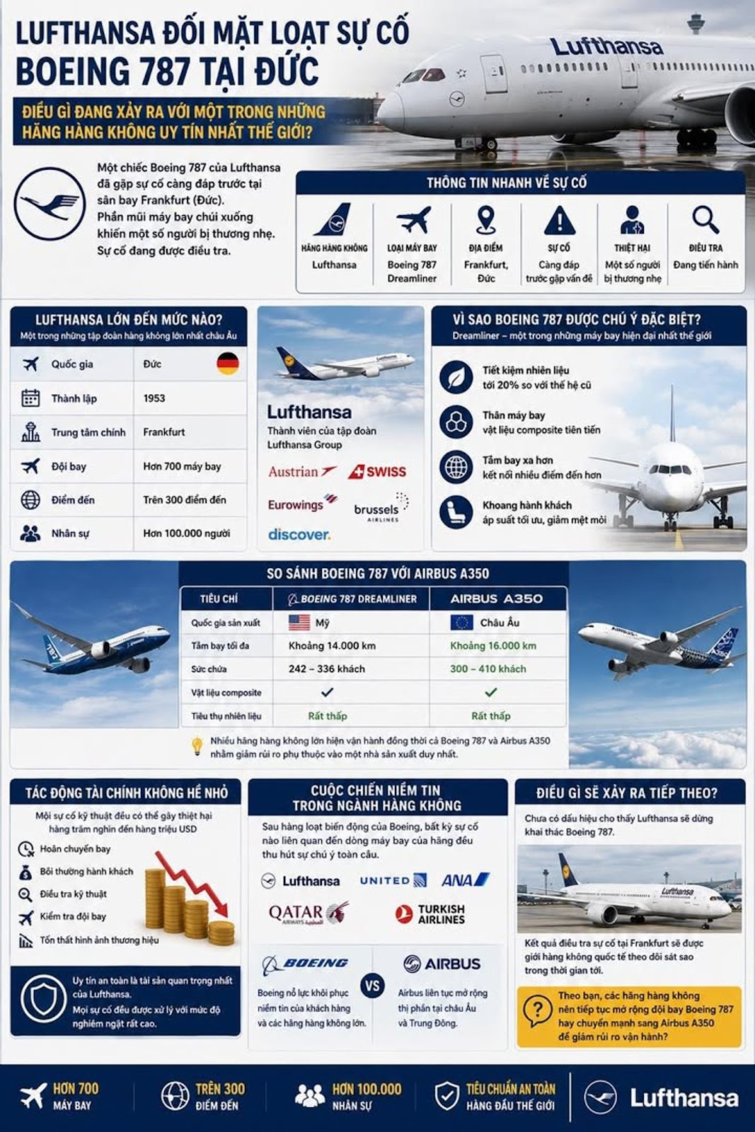 Lufthansa Đối Mặt Loạt Sự Cố Boeing 787 Tại Đức, Điều Gì Đang Xảy Ra Với Một Trong Những Hãng Hàng Không Uy Tín Nhất Thế Giới?