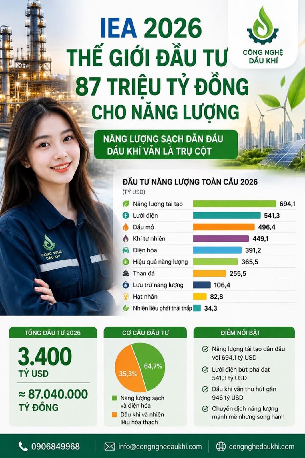 IEA Dự Báo Thế Giới Chi 87.000.000 Tỷ Đồng Cho Năng Lượng Năm 2026, Điều Gì Đang Thực Sự Xảy Ra Với Dầu Khí?