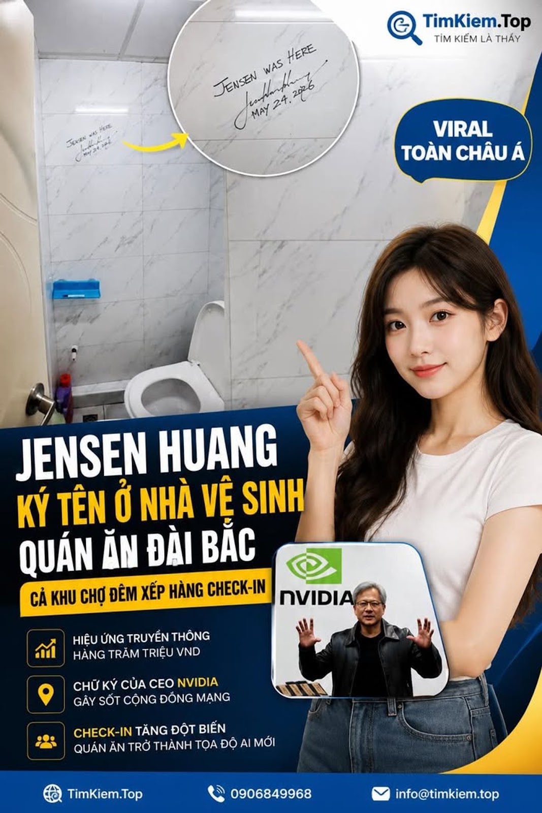 Jensen Huang ký tên trong nhà vệ sinh quán ăn và cái kết khiến cả khu chợ đêm Đài Bắc phát sốt 🌿🤔