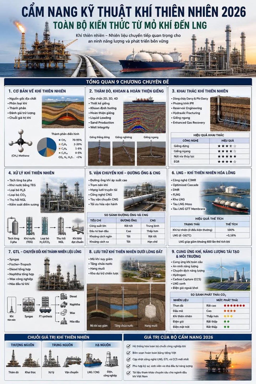 Cẩm Nang Kỹ Thuật Khí Thiên Nhiên 2026 Toàn Bộ Kiến Thức Từ Mỏ Khí Đến LNG chi tiết tại comment