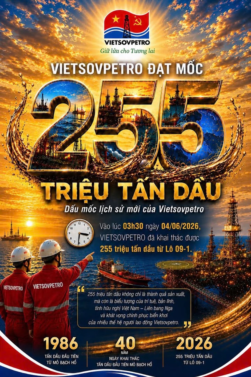 Vietsovpetro Chạm Mốc 255 Triệu Tấn Dầu, Dấu Son Lịch Sử Của Ngành Năng Lượng Việt Nam
