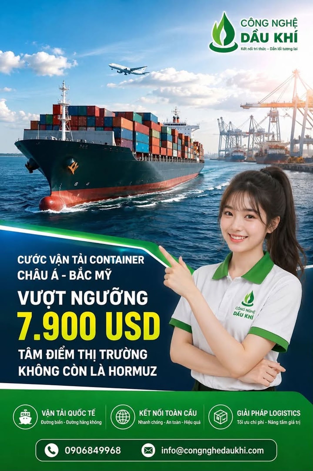 Cước vận tải container Châu Á – Bắc Mỹ vượt 7.900 USD, thị trường bước vào giai đoạn căng thẳng mới