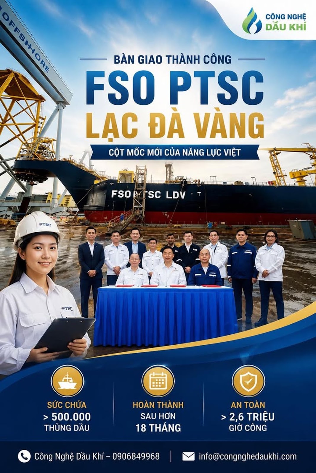 PTSC bàn giao kho nổi FSO PTSC Lạc Đà Vàng vượt tiến độ, sẵn sàng đưa mỏ Lạc Đà Vàng đón dòng dầu đầu tiên