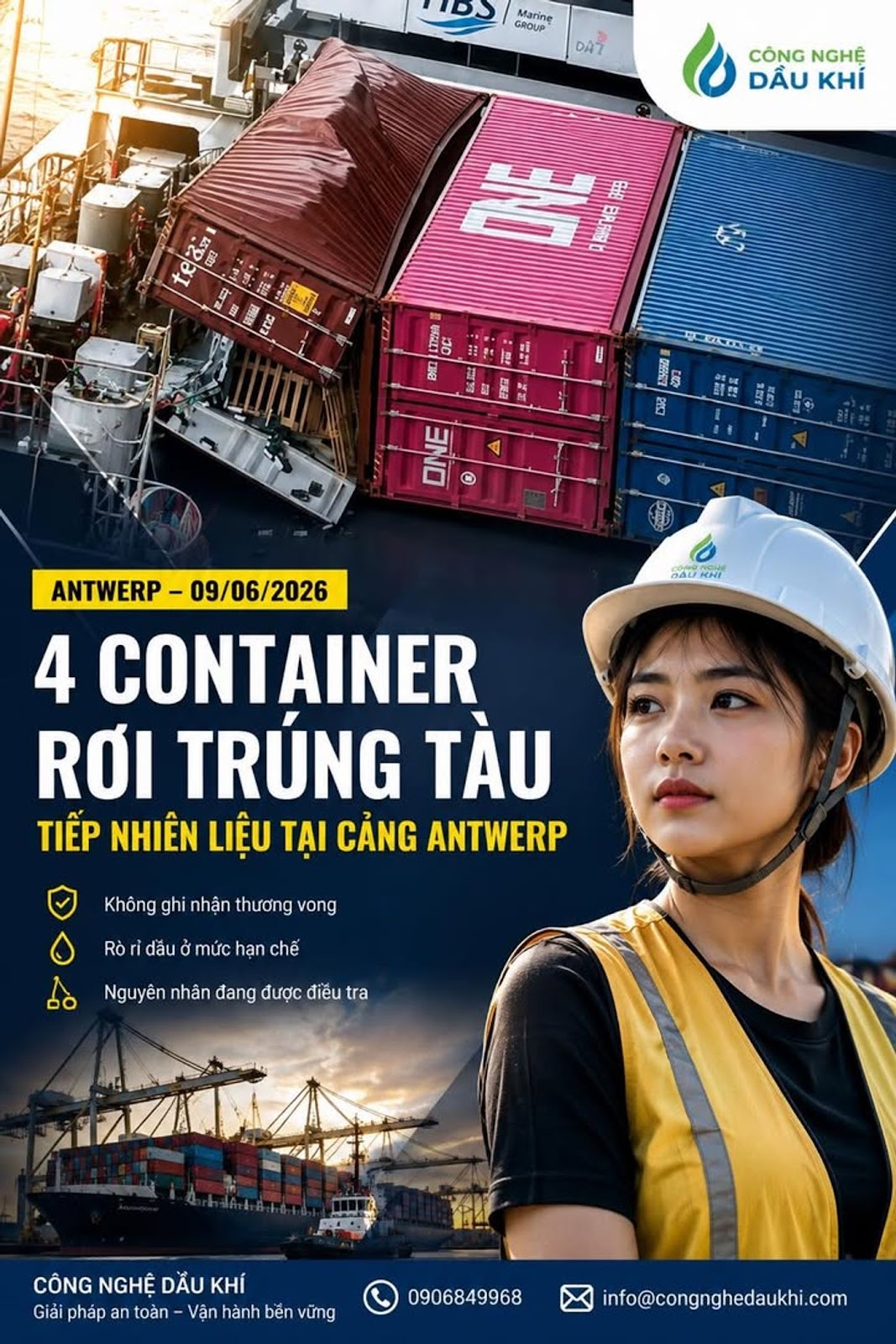 4 Container Từ Tàu COSCO Hope Rơi Trúng Tàu Tiếp Nhiên Liệu Tại Cảng Antwerp Gây Chấn Động Ngành Hàng Hải