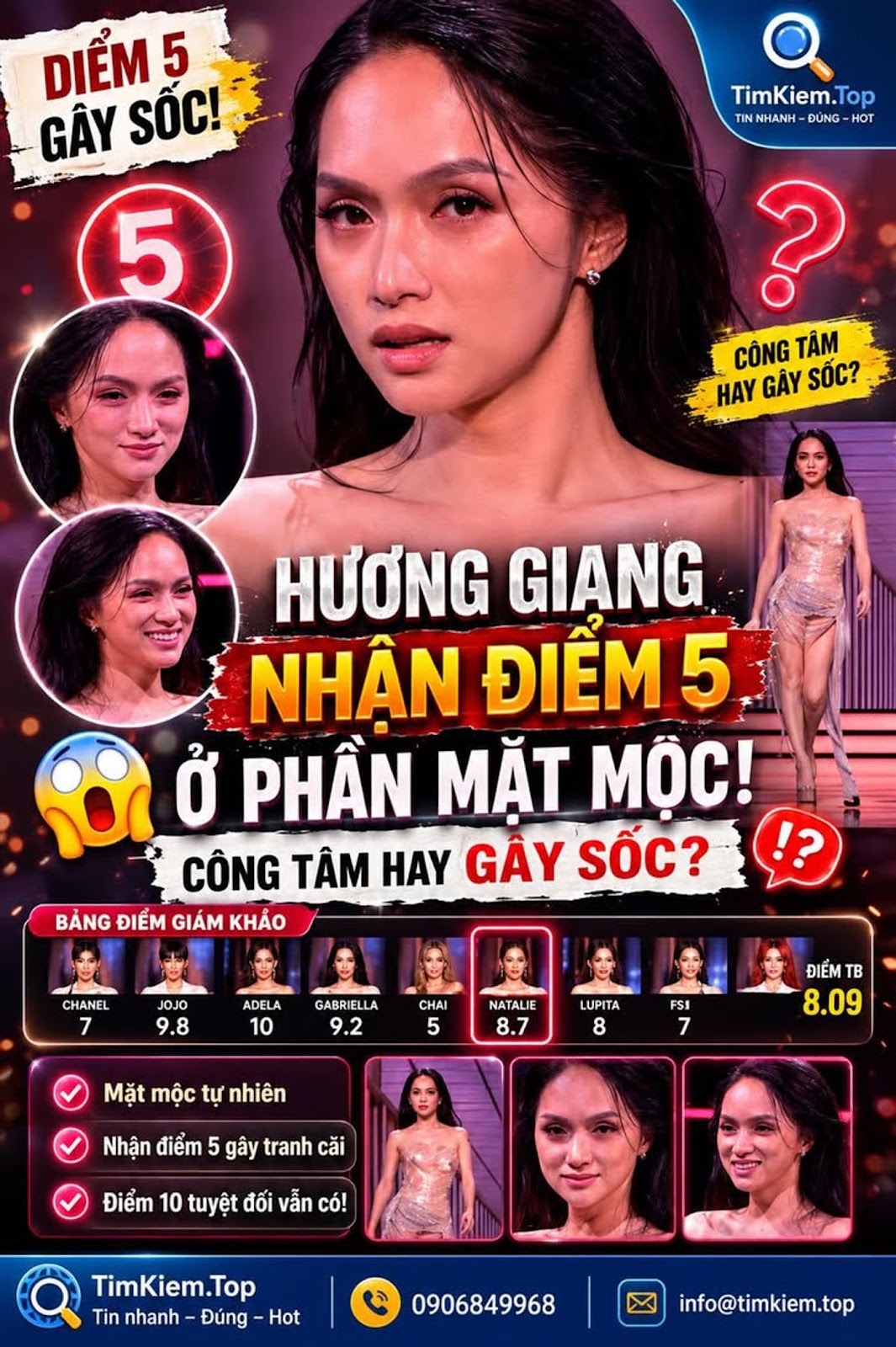 Bán kết MGI All Stars bùng nổ tranh cãi khi Hương Giang bất ngờ nhận điểm 5 ở phần mặt mộc 🌿🤔