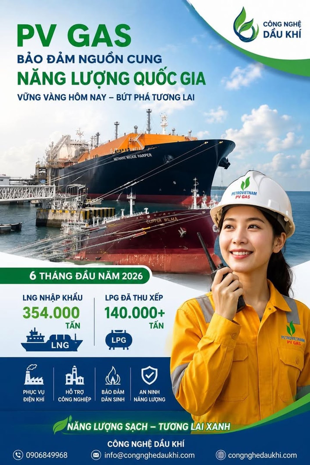 PV GAS Bảo Đảm Nguồn Cung Năng Lượng Quốc Gia Với 354.000 Tấn LNG Trong 6 Tháng Đầu Năm 2026