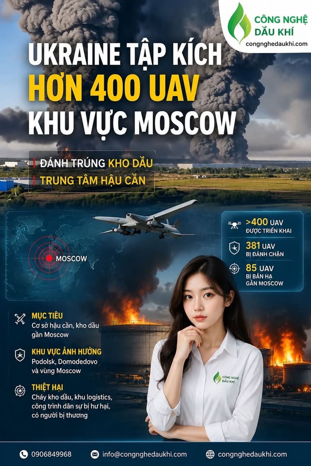Hơn 400 UAV Ukraine tập kích khu vực Moscow, Nga ghi nhận nhiều mục tiêu hậu cần và kho dầu bị tấn công #Ukraine #Nga #Moscow #UAV #Drone #Podolsk #Wildberries #Zelenskyy #BộQuốcPhòngNga #ChiếnSự #DầuKhí #KhoDầu #HậuCần #QuốcTế