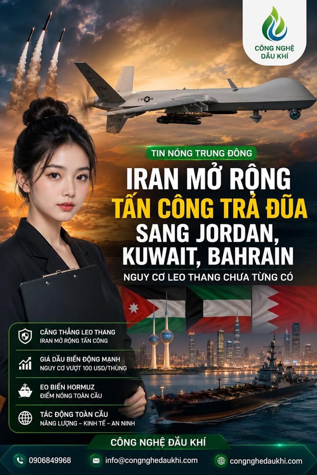 Iran Mở Rộng Tấn Công Trả Đũa Sang Jordan, Kuwait, Bahrain, Trung Đông Đứng Trước Nguy Cơ Leo Thang Chưa Từng Có