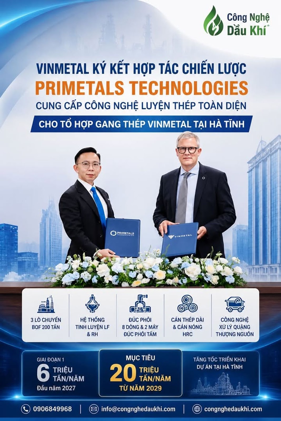 VinMetal bắt tay Primetals Technologies triển khai tổ hợp gang thép tại Hà Tĩnh với tham vọng đạt 20 triệu tấn thép mỗi năm