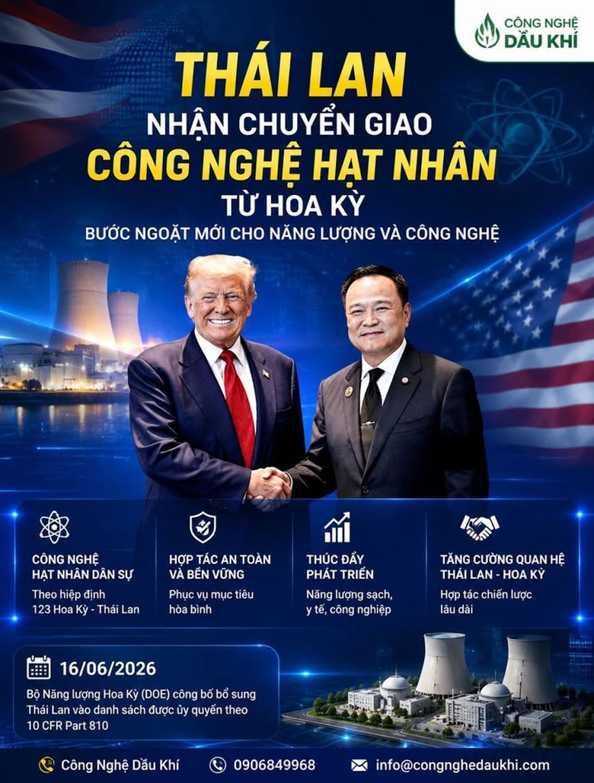 Thái Lan Chính Thức Nhận Chuyển Giao Công Nghệ Hạt Nhân Từ Hoa Kỳ, Bước Ngoặt Năng Lượng Và Công Nghệ Của Đông Nam Á?