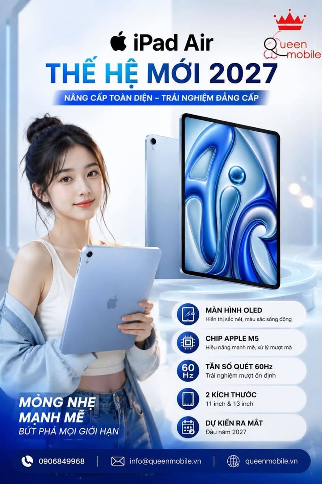iPad Air thế hệ mới có thể chuyển sang OLED vào năm 2027, Apple được cho là chuẩn bị nâng cấp lớn nhất trong nhiều năm #Apple #iPadAir #iPad #OLED #M5 #AppleSilicon #Tablet #CôngNghệ #TinĐồn #RòRỉ