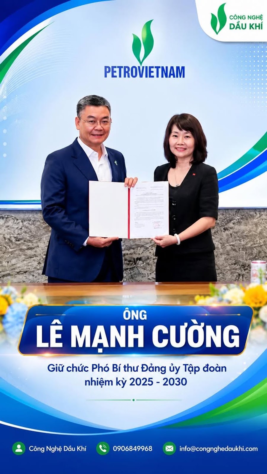 Petrovietnam Công Bố Quyết Định Đồng Chí Lê Mạnh Cường Giữ Chức Phó Bí Thư Đảng Ủy Tập Đoàn