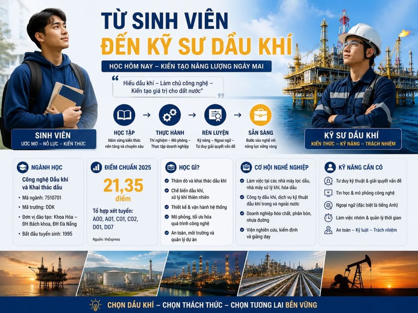 Ngành Công nghệ Dầu khí và Khai thác dầu tại Bách khoa Đà Nẵng, học gì và cơ hội nghề nghiệp ra sao #CôngNghệDầuKhí #KhaiThácDầu #DầuKhí #PetroleumEngineering #BáchKhoaĐàNẵng #DUT #ĐạiHọcĐàNẵng #TuyểnSinh2026 #KỹSưDầuKhí #KhoaHóa #NăngLượng #HướngNghiệp