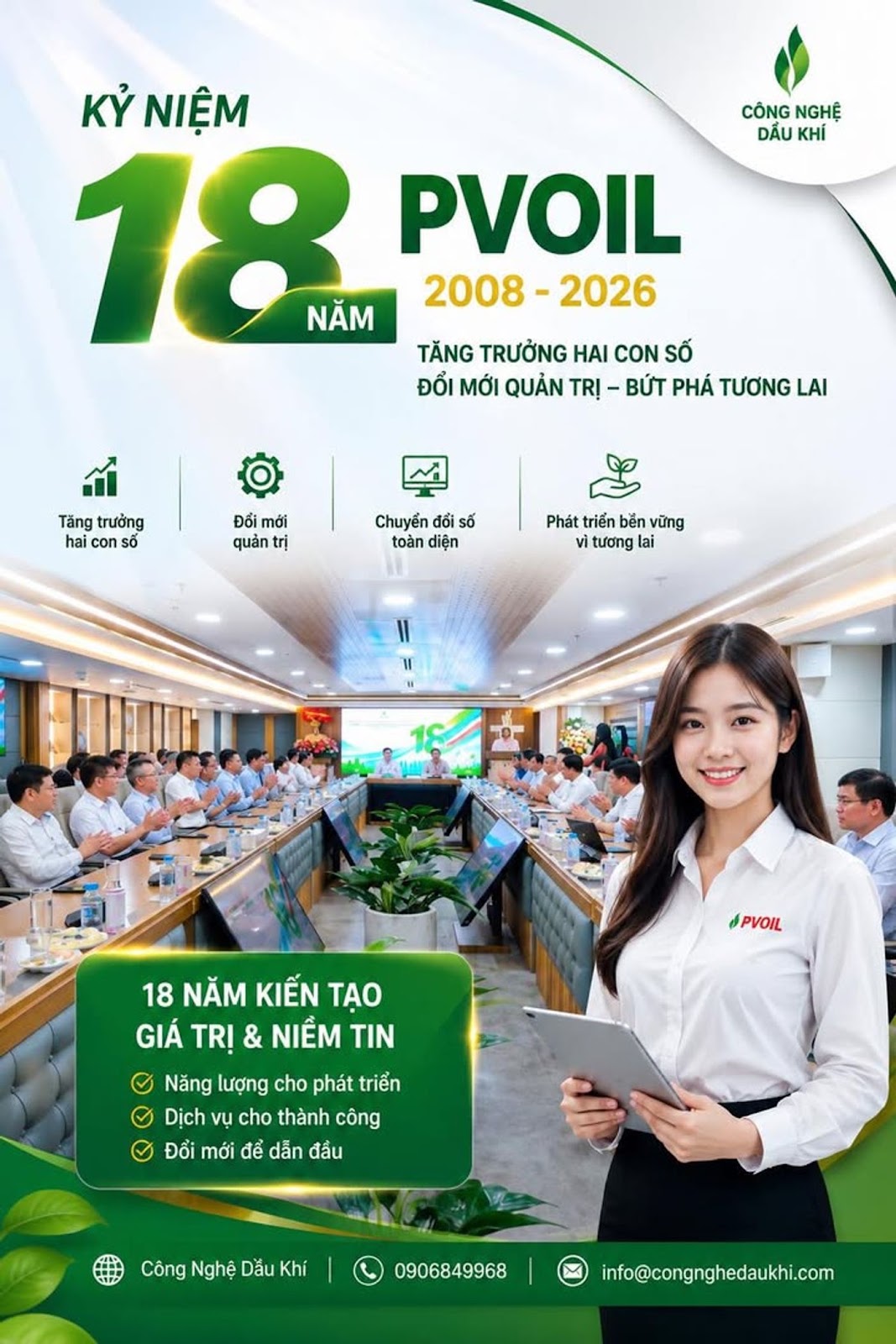 KỶ NIỆM 18 NĂM THÀNH LẬP PVOIL, MỤC TIÊU TĂNG TRƯỞNG HAI CON SỐ VÀ CUỘC ĐUA ĐỔI MỚI QUẢN TRỊ TRONG GIAI ĐOẠN MỚI