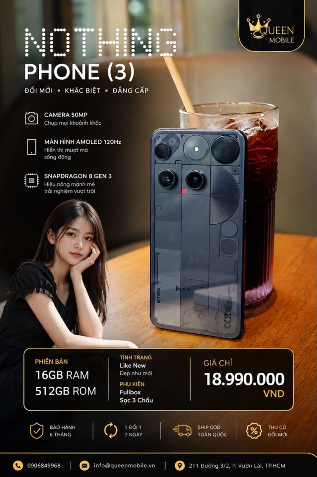 Nothing Phone 3 16GB 512GB Like New Fullbox Sạc 3 Chấu Giá Cực Hấp Dẫn #NothingPhone3 #Nothing #Android #Snapdragon #ĐiệnThoạiCaoCấp #LikeNew #Fullbox #QueenMobile #TPHCM