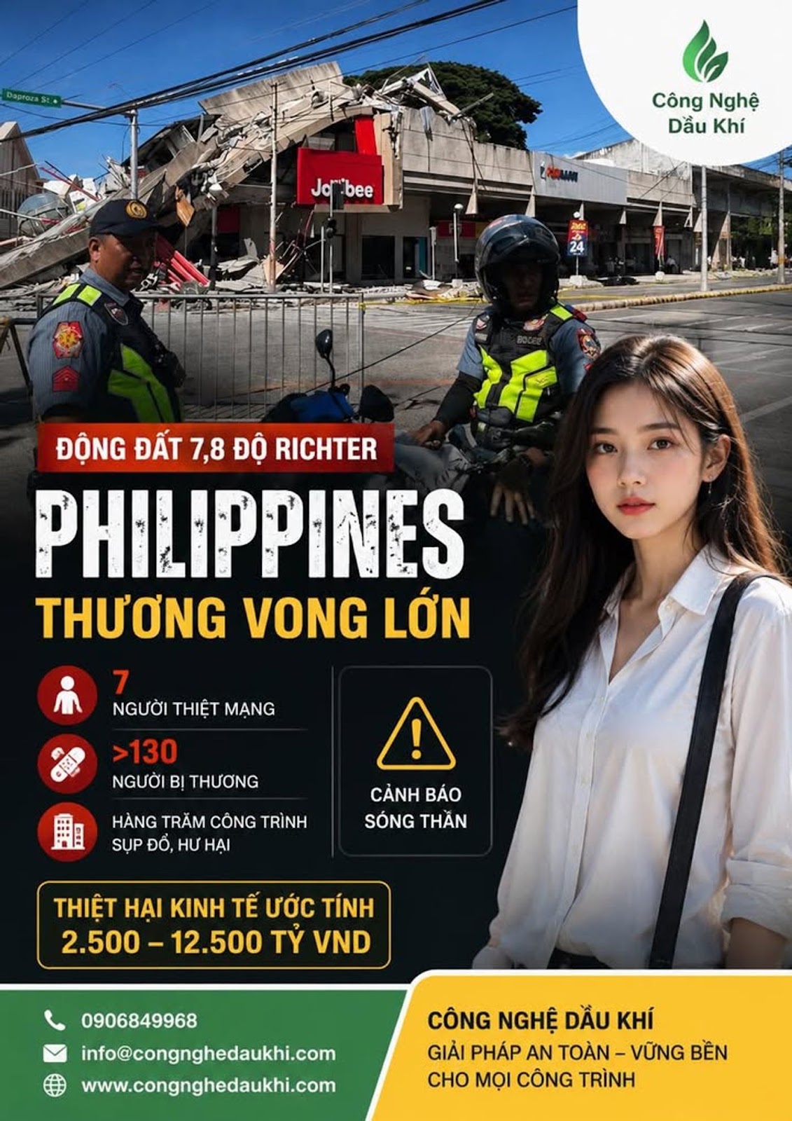 ĐỘNG ĐẤT 7,8 ĐỘ RICHTER TẠI PHILIPPINES GÂY THƯƠNG VONG LỚN, HÀNG LOẠT CÔNG TRÌNH SỤP ĐỔ