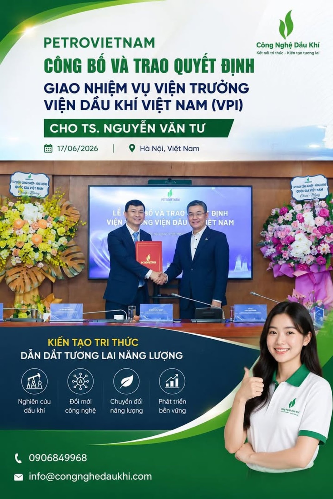 Petrovietnam Công Bố Quyết Định Giao Nhiệm Vụ Viện Trưởng Viện Dầu khí Việt Nam Cho TS. Nguyễn Văn Tư