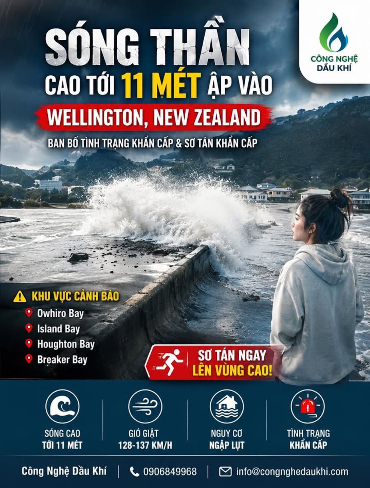 Sóng thần cao tới 11 mét ập vào Wellington, New Zealand: Ban bố tình trạng khẩn cấp và sơ tán khẩn cấp