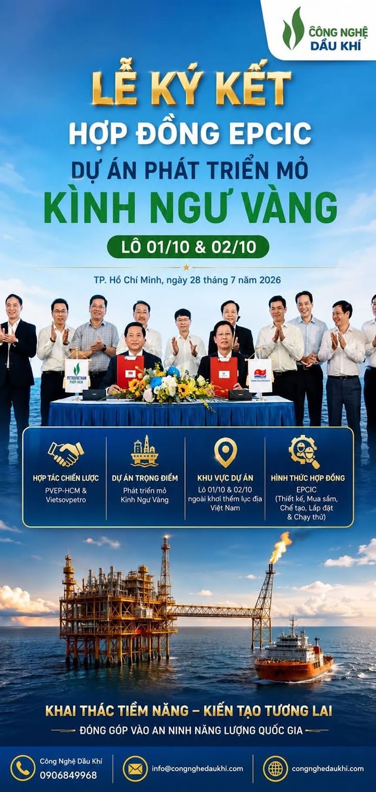 PVEP-HCM và Vietsovpetro ký kết hợp đồng EPCIC Dự án phát triển mỏ Kình Ngư Vàng tại Lô 01/10 và 02/10 #Petrovietnam #PVEP #PVEPHCM #Vietsovpetro #KinhNguVang #EPCIC #Lo0110 #Lo0210 #DauKhi #NangLuong #AnNinhNangLuong #CongNgheDauKhi