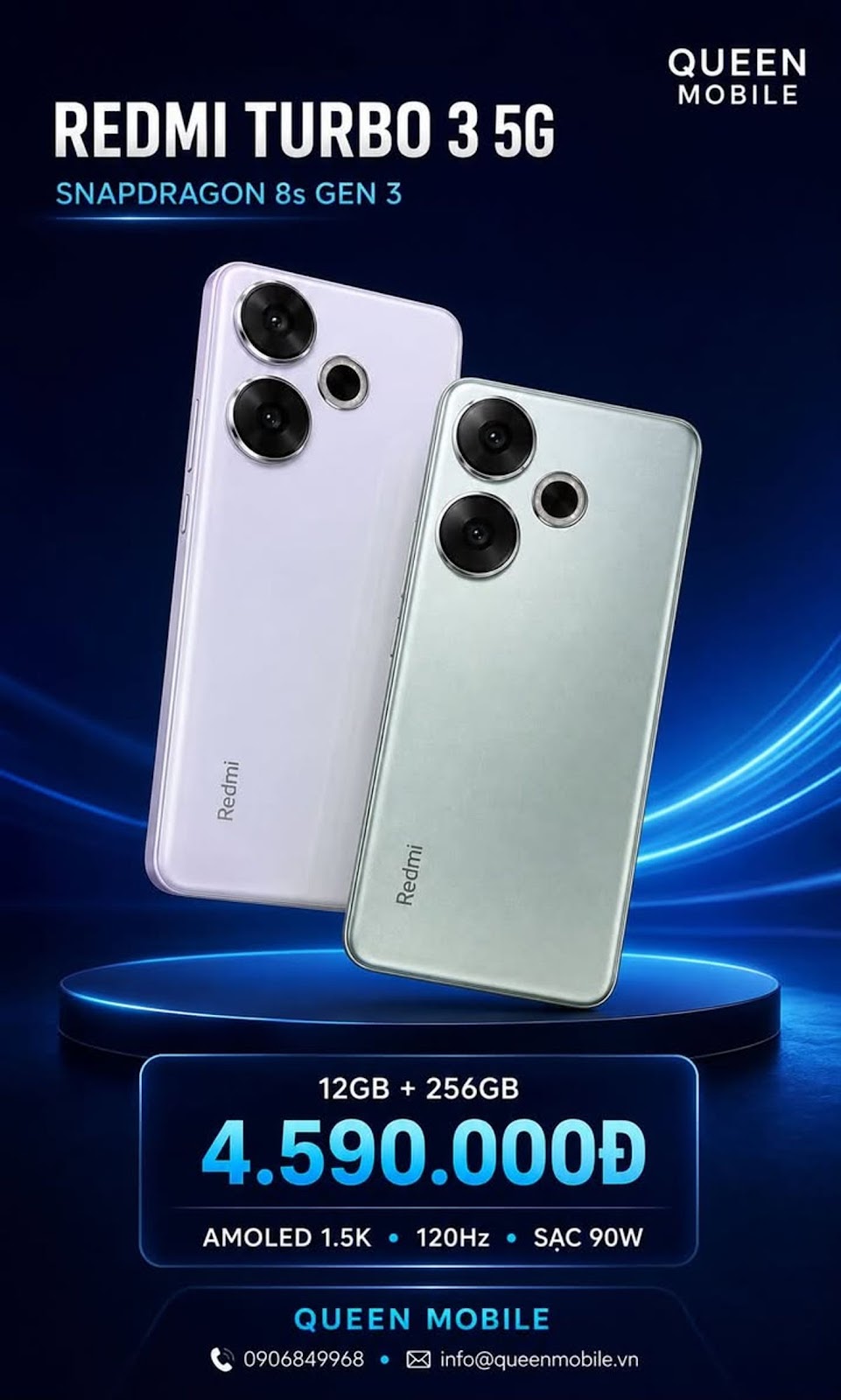 Xiaomi Redmi Turbo 3 5G – Snapdragon mạnh, giá cực cuốn 🌿⚡