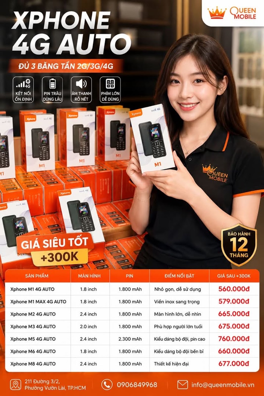 Xphone 4G AUTO chính hãng giá tốt tại Queen Mobile #Xphone #ĐiệnThoại4G #ĐiệnThoạiPhím #QueenMobile #4GAuto #PinTrâu #ĐiệnThoạiNgườiGià #ĐiệnThoạiGiáRẻ #TPHCM