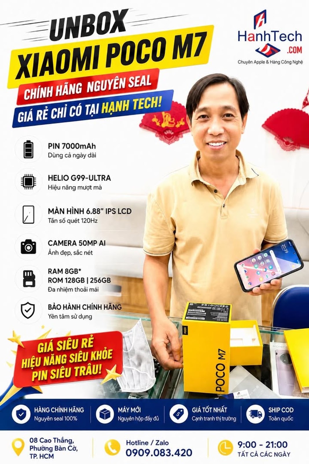 📱 𝗨𝗡𝗕𝗢𝗫 𝗫𝗜𝗔𝗢𝗠𝗜 𝗣𝗢𝗖𝗢 𝗠𝟳 – Chính hãng nguyên seal, giá cực tốt tại Hạnh Tech 🔥