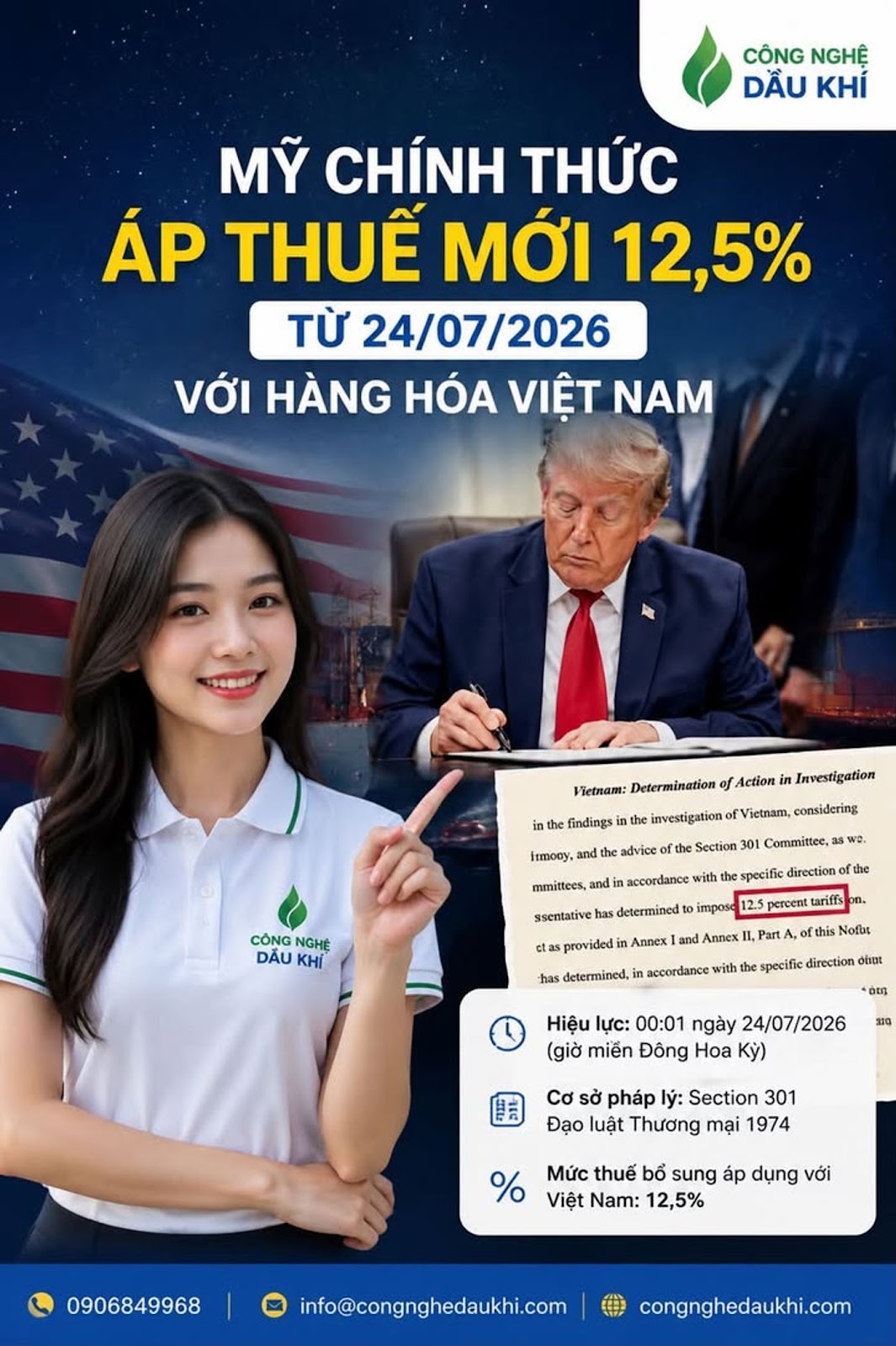 Mỹ chính thức áp thuế bổ sung 12,5% với hàng hóa Việt Nam theo kết luận điều tra Section 301 về lao động cưỡng bức từ ngày 24/07/2026 #HoaKỳ #ViệtNam #USTR #Section301 #ThuếQuan #XuấtKhẩu #ThươngMại #KinhTế #ChuỗiCungỨng #DoanhNghiệp