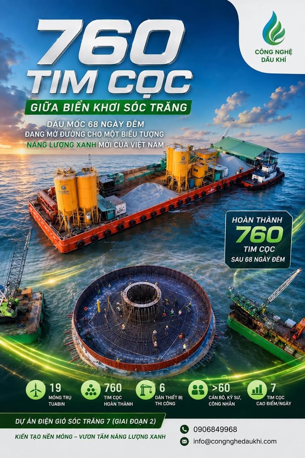 760 Tim Cọc Giữa Biển Khơi Sóc Trăng, Dấu Mốc 68 Ngày Đêm Đang Mở Đường Cho Một Biểu Tượng Năng Lượng Xanh Mới Của Việt Nam