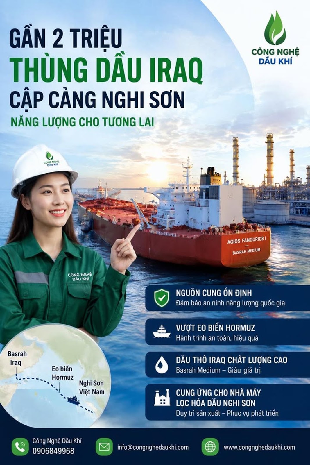 GẦN 2 TRIỆU THÙNG DẦU IRAQ VƯỢT EO BIỂN HORMUZ CẬP CẢNG NGHI SƠN, PETROVIETNAM GIỮ VỮNG MẠCH MÁU NĂNG LƯỢNG QUỐC GIA