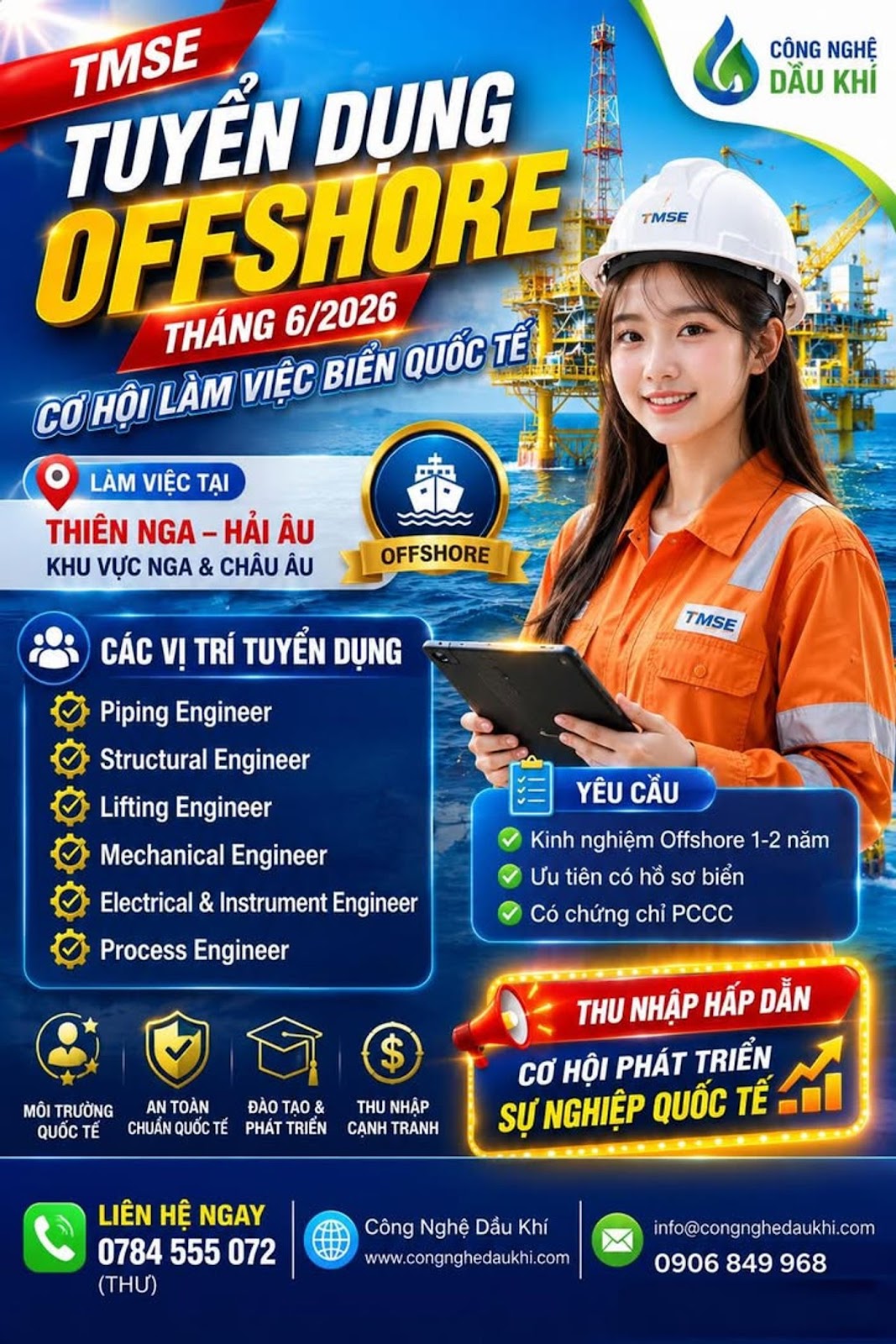 TMSE Tuyển Dụng Offshore Tháng 6, Cơ Hội Ra Biển Thiên Nga - Hải Âu Đang Mở Rộng Cho Kỹ Sư Việt Nam