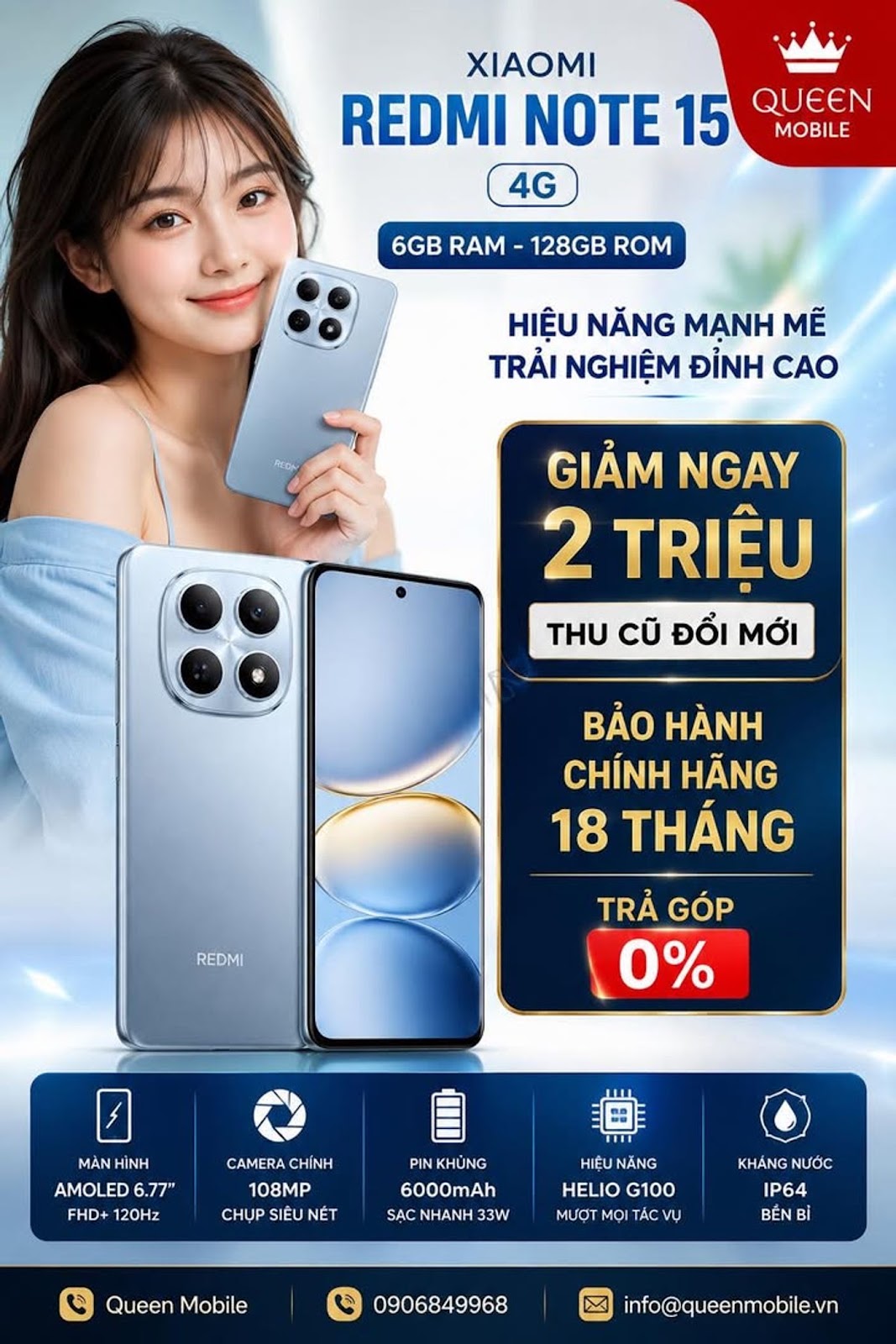 Xiaomi Redmi Note 15 4G 6GB/128GB New Seal Chính Hãng Việt Nam 🌿🤔