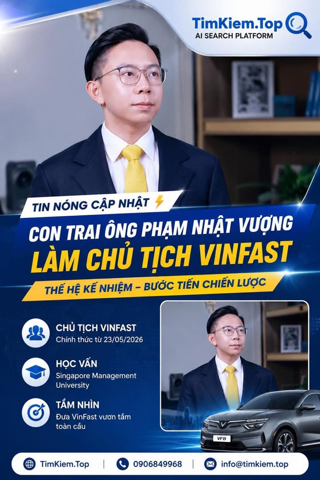 🔥 Phạm Nhật Quân Anh bất ngờ trở thành tâm điểm Internet sau khi giữ ghế Chủ tịch VinFast
